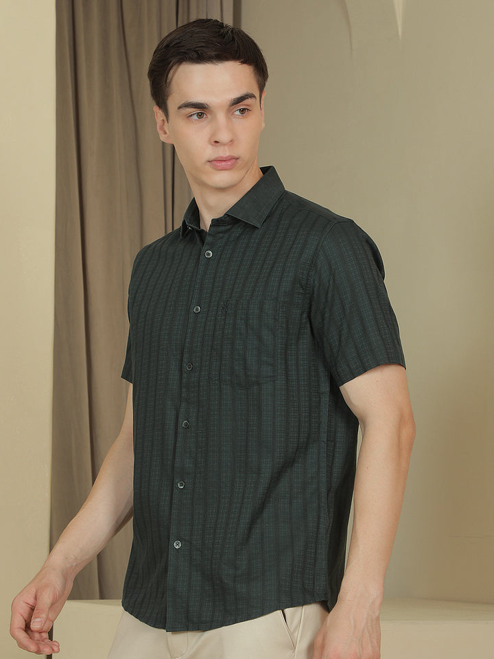 Green Vertical Stripes Shirt