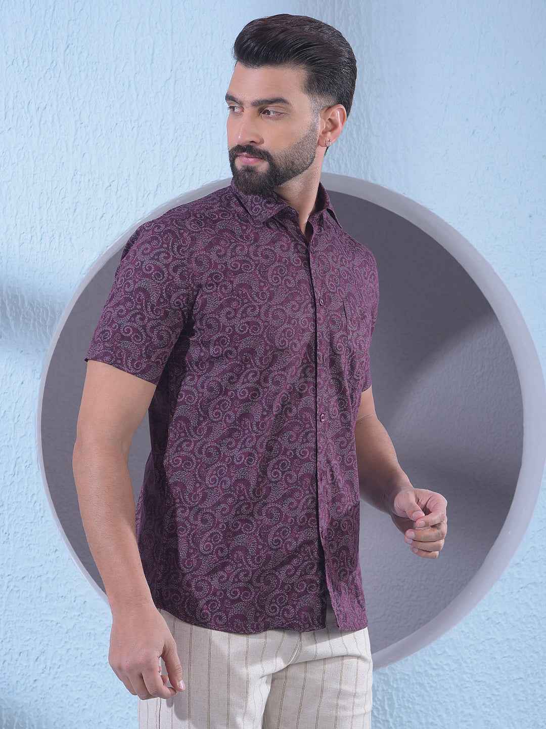 Maroon Printed Shirt