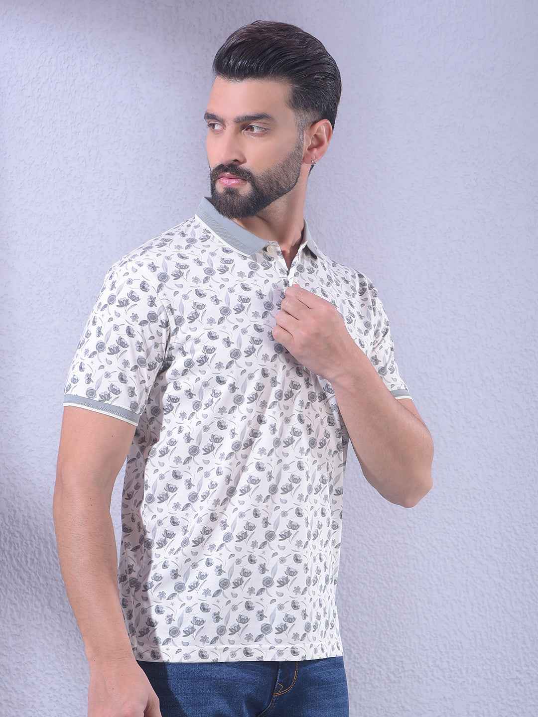 Grey Floral Print T-Shirt