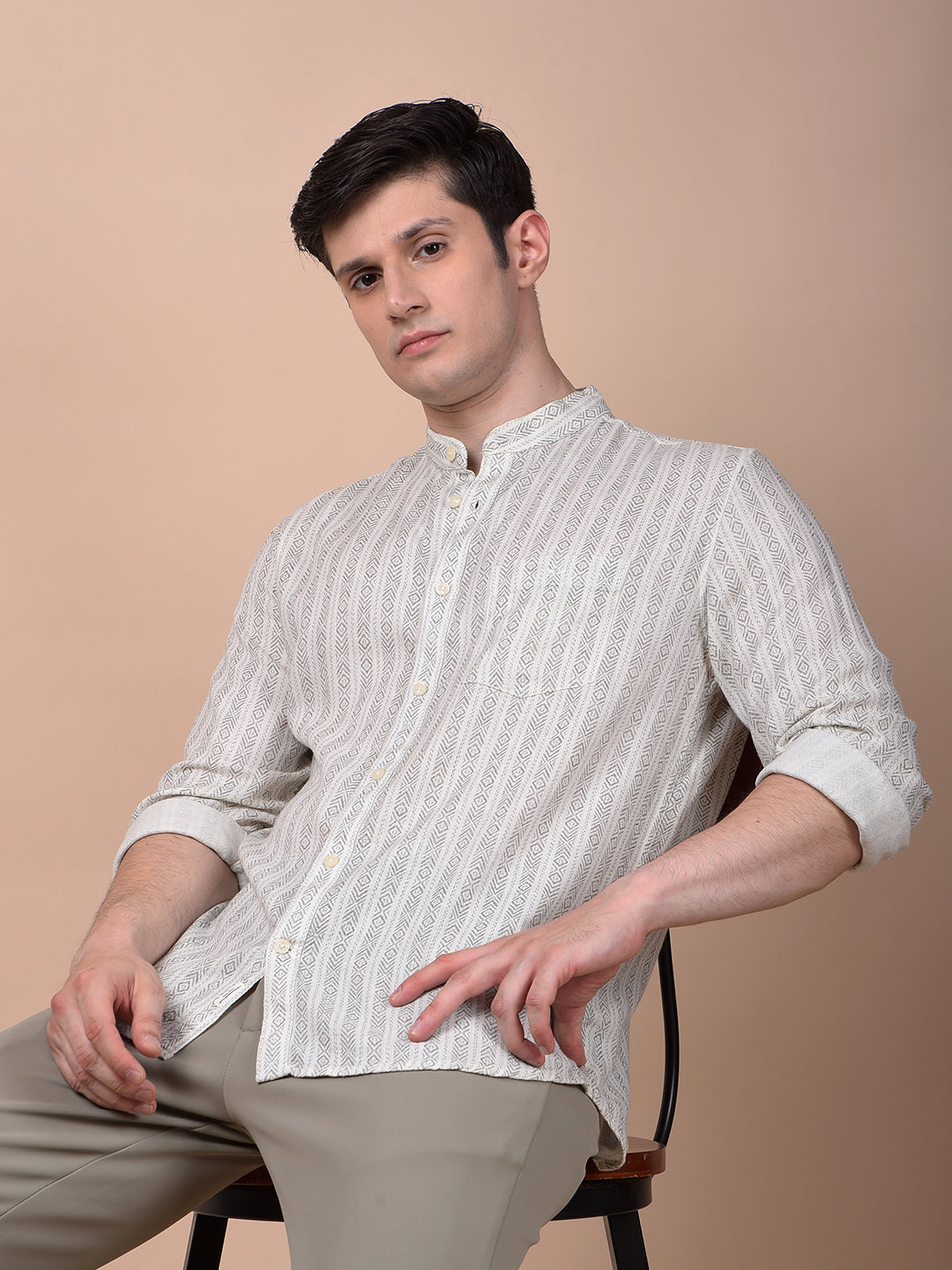 Urban Straight White Printed Shirt