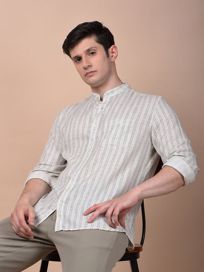 Urban Straight White Printed Shirt