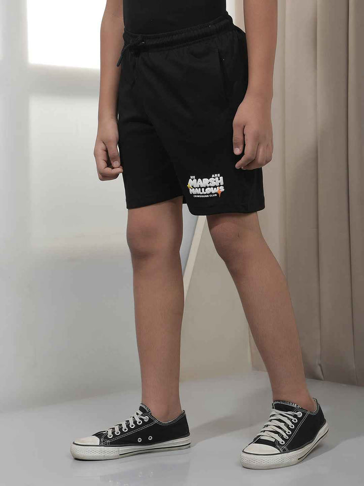 Black Graphic Print Shorts
