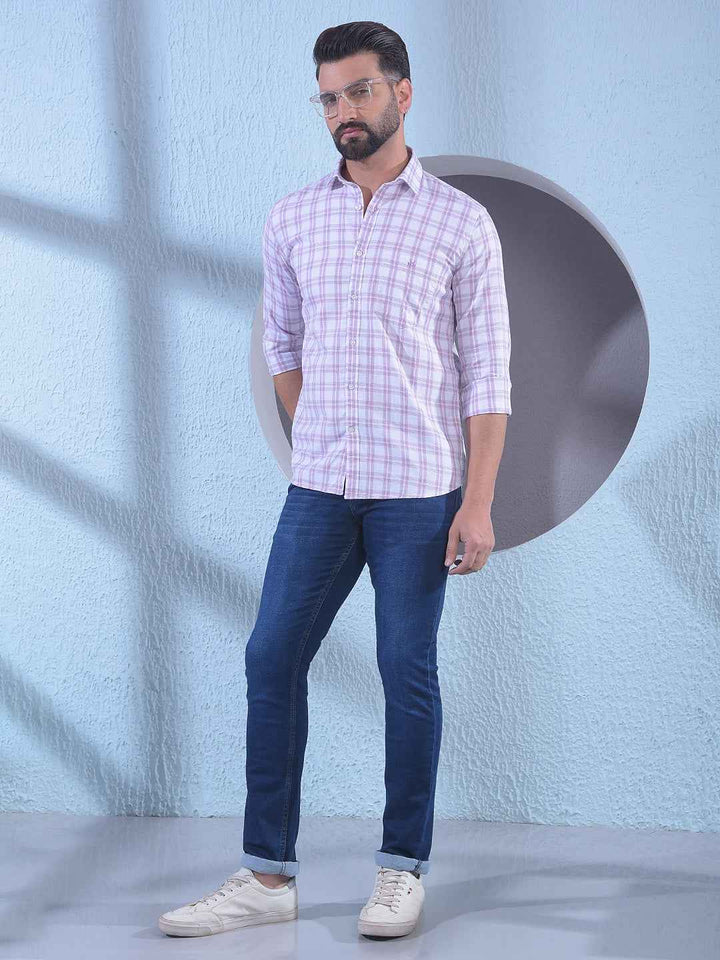 Purple Checked 100% Cotton Shirt