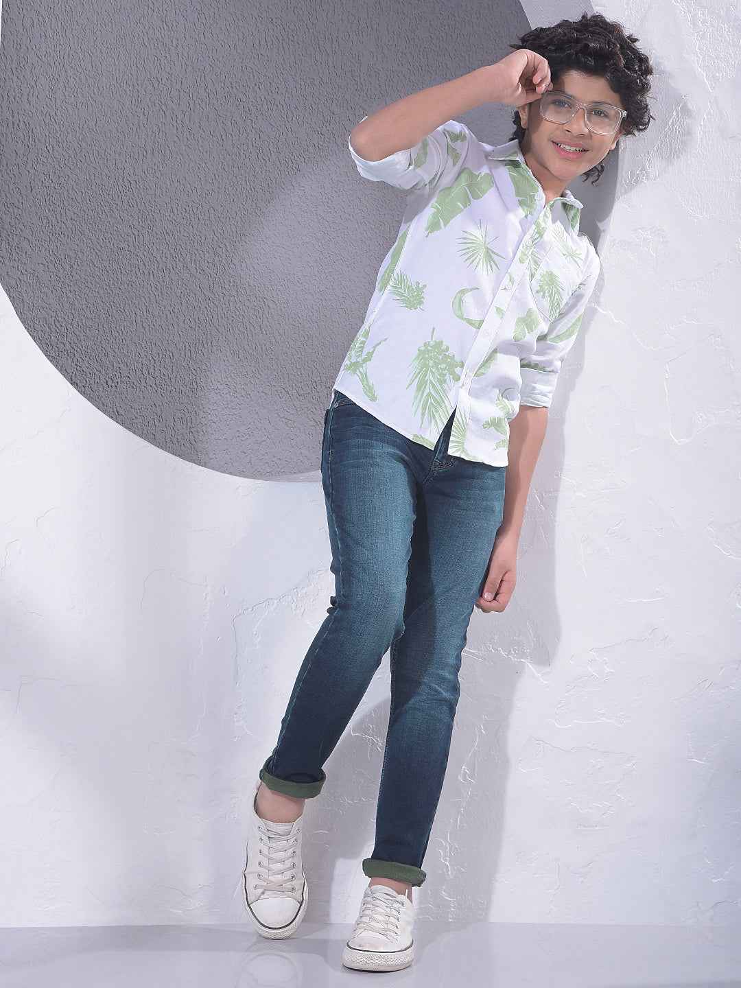 Green Floral Print 100% Cotton Shirt