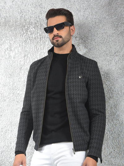 Black Jacquard Puffer Jacket