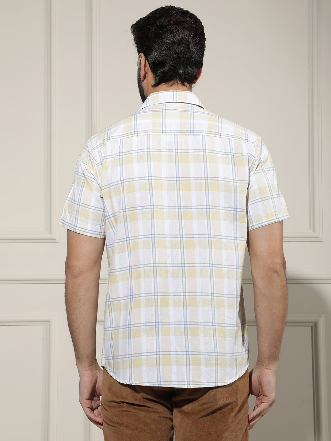 Yellow Checked 100% Cotton Shirt