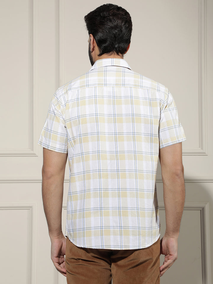 Yellow Checked 100% Cotton Shirt