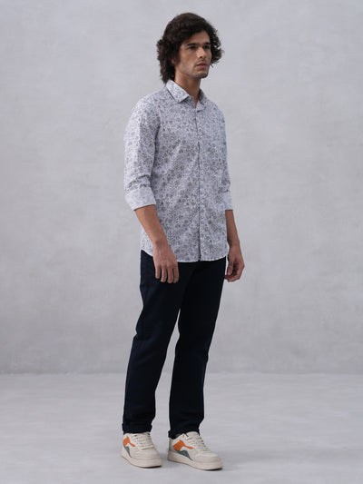 Subtle Grey Floral Print Shirt