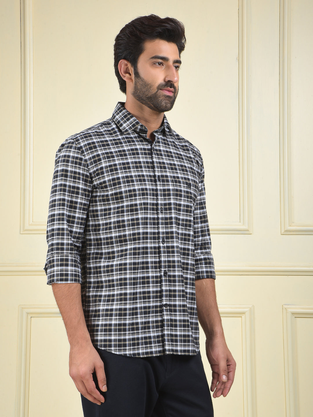 Black Checked 100% Cotton Shirt