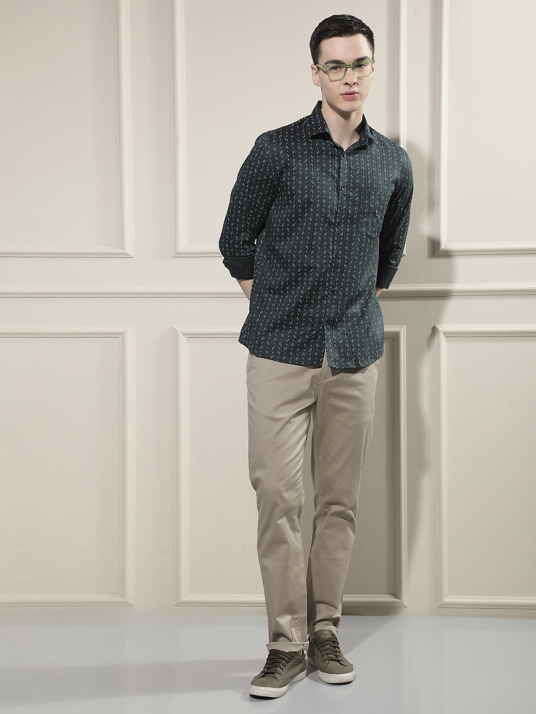 Green Micro Print Shirt