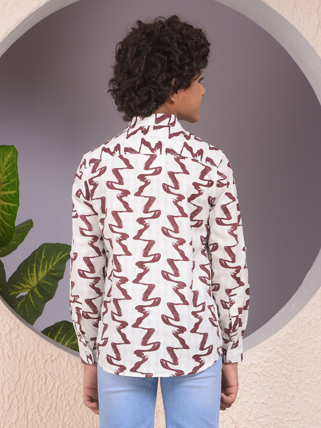 Wine Printed 100% Cotton Shirt