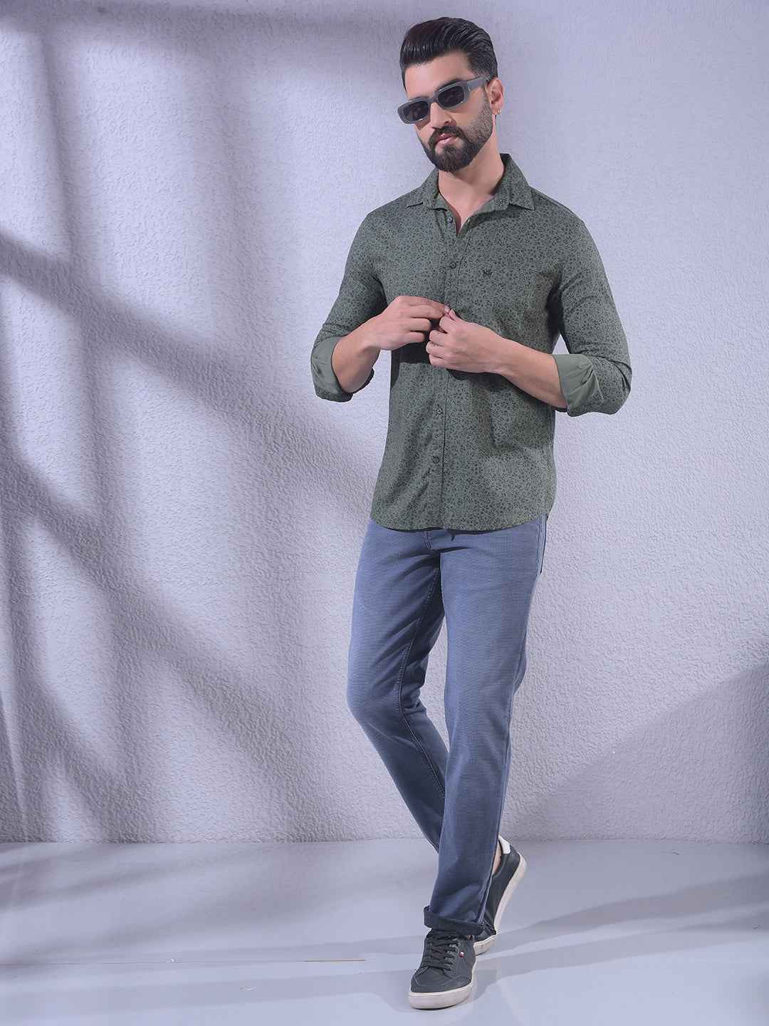 Green Floral Print Shirt