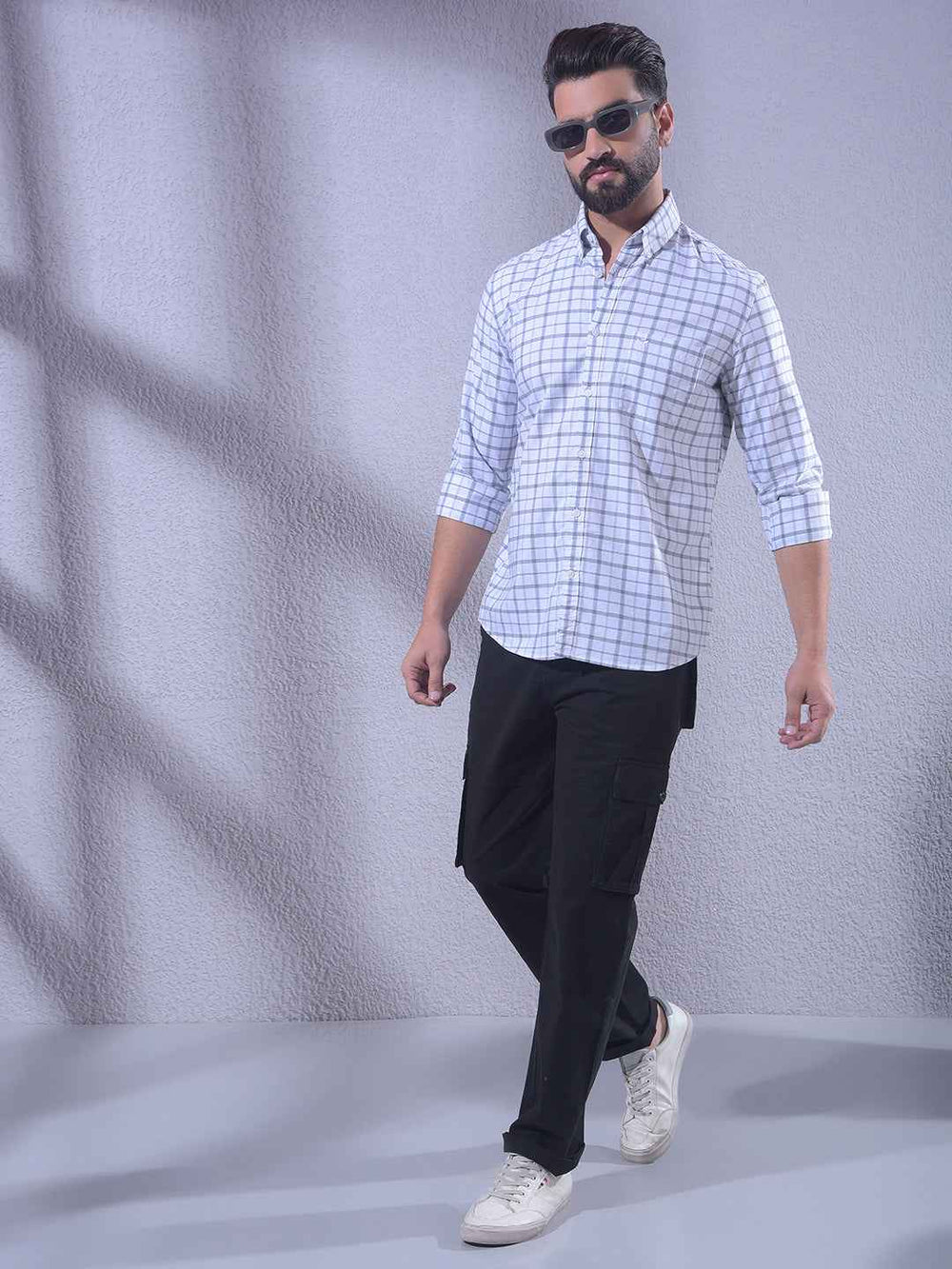 Grey Checked 100% Cotton Shirt