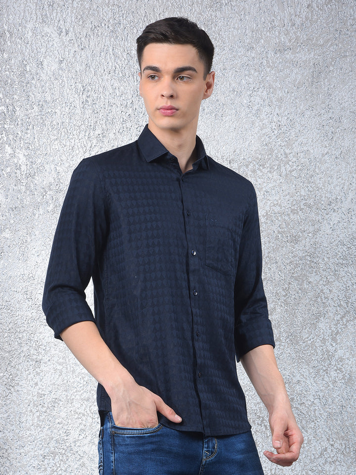 Era Motion Navy Blue Printed Shirt