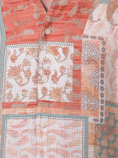 Orange Printed Shirt