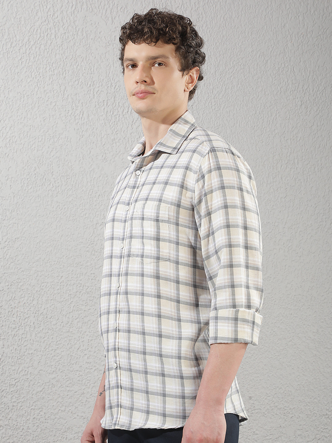 Yellow Linen Checked Shirt