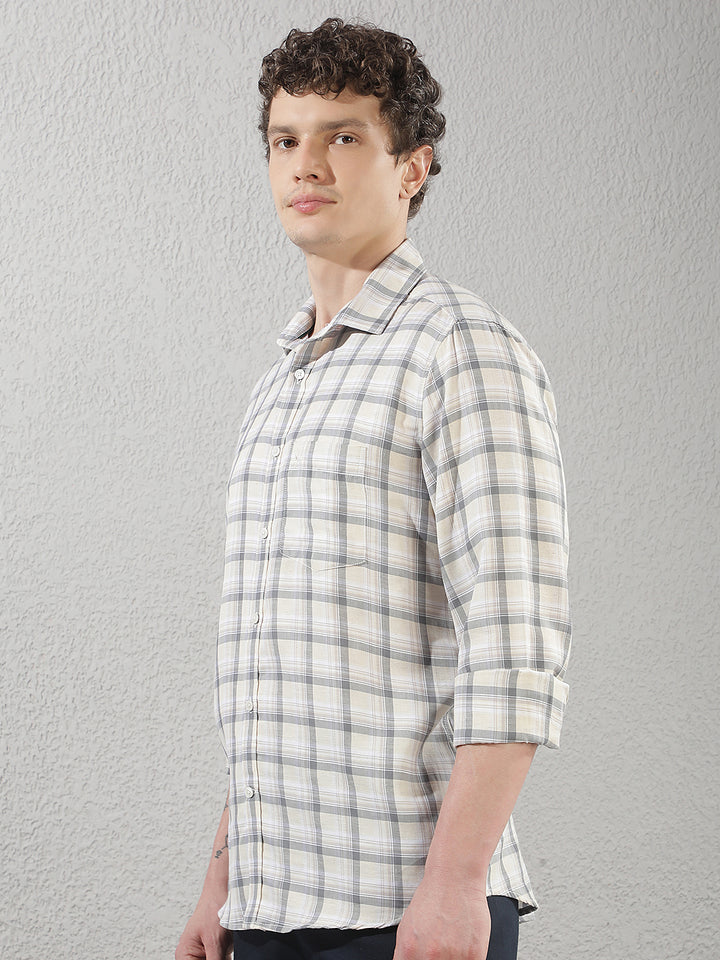 Yellow Linen Checked Shirt