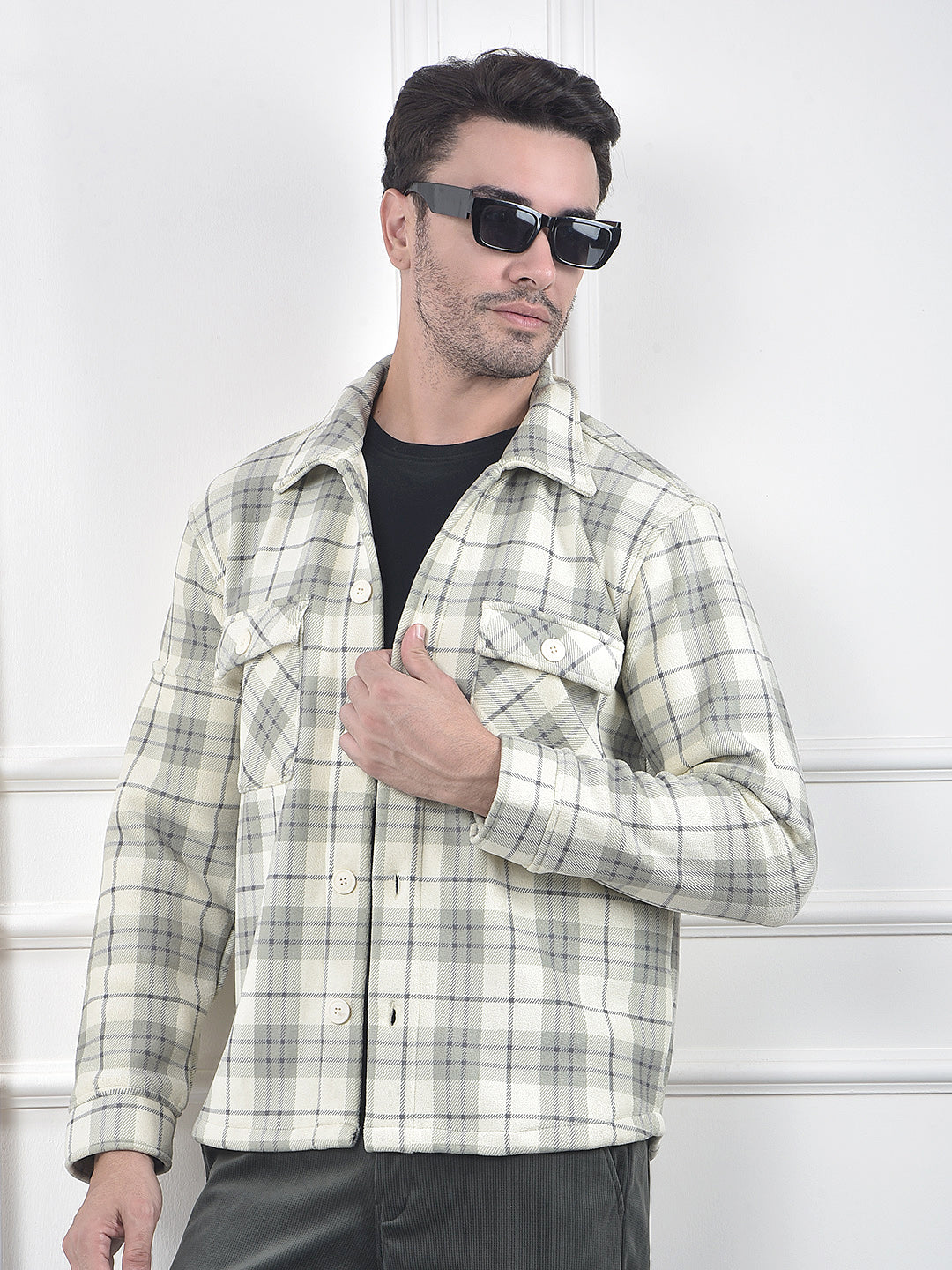 Green Grid Pattern Shacket