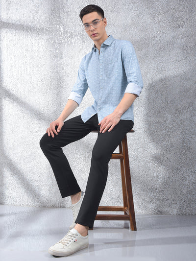 Blue Printed 100% Cotton Shirt-Men Shirts-Crimsoune Club