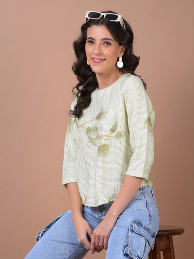 Green Floral Print Top