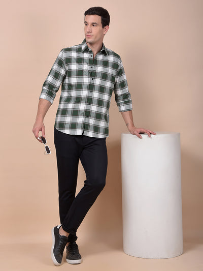 Green Checked 100% Cotton Shirt