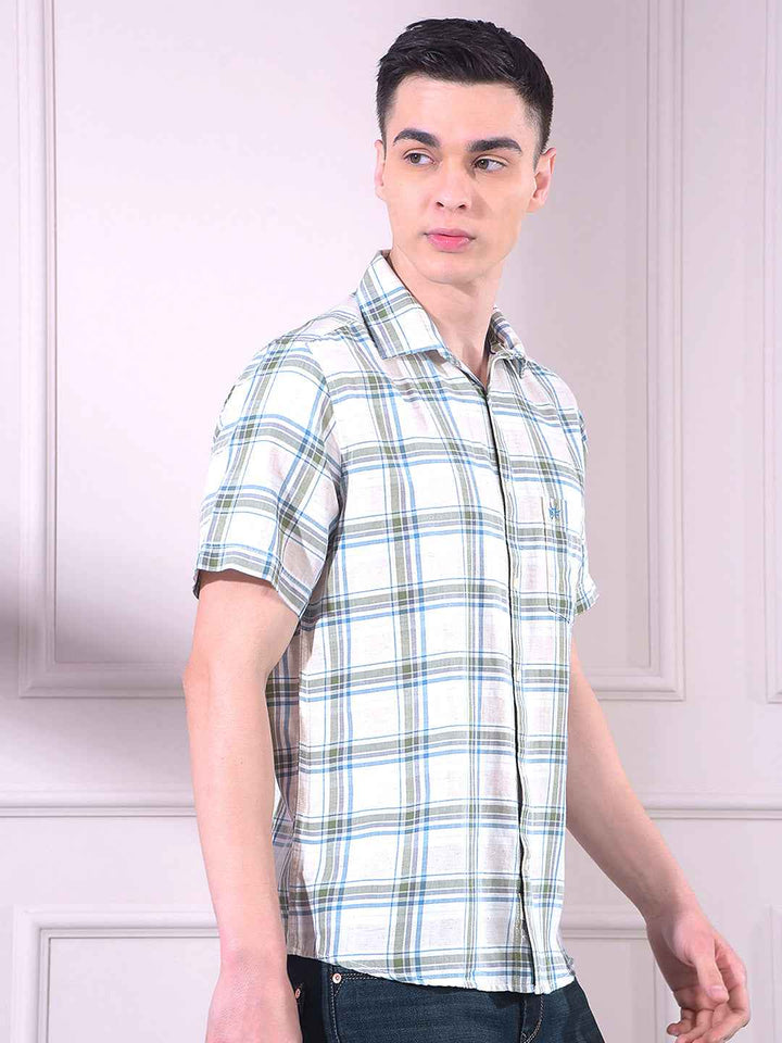 Green Linen Checked Shirt
