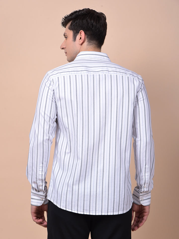 White Vertical Stripes 100% Cotton Shirt