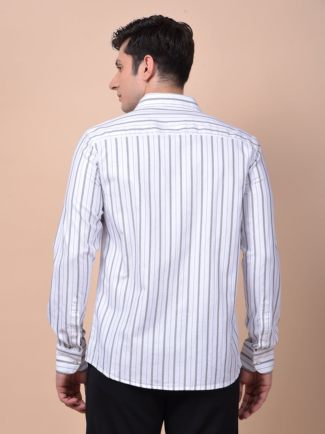 White Vertical Stripes 100% Cotton Shirt