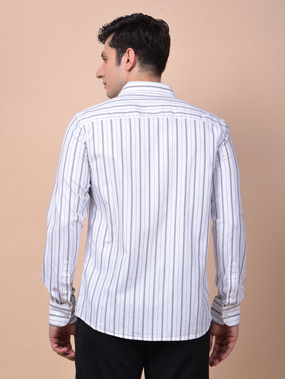 White Vertical Stripes 100% Cotton Shirt
