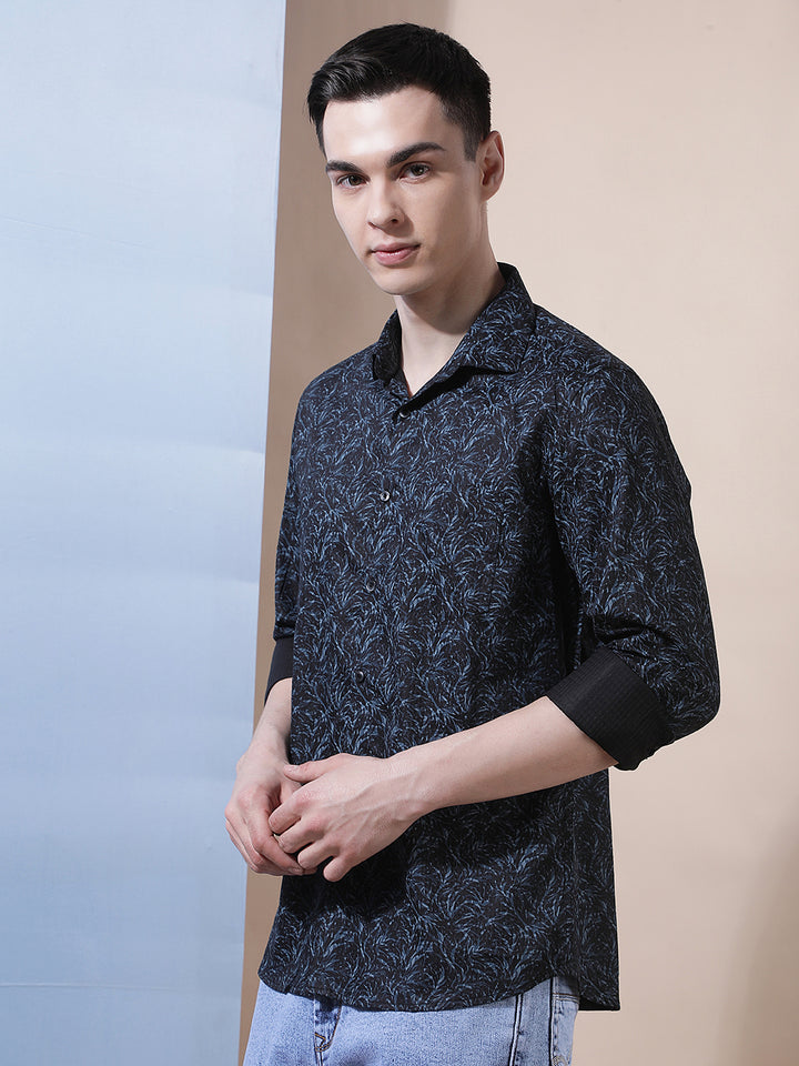 Blue Floral Print Shirt