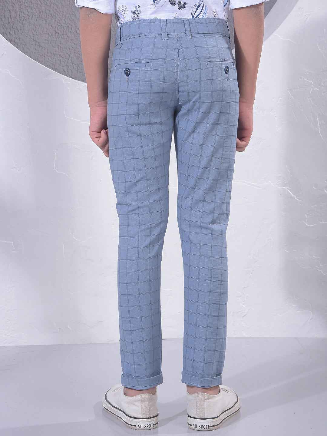 Blue Grid Check Trousers