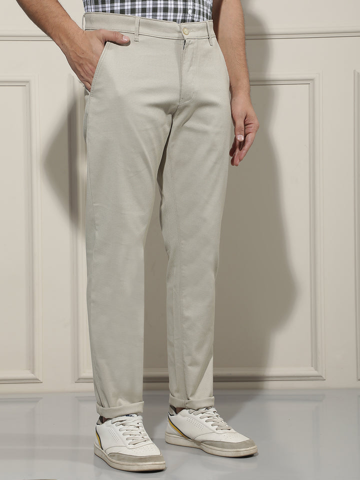 Structured Biscotti Beige Textured Trousers