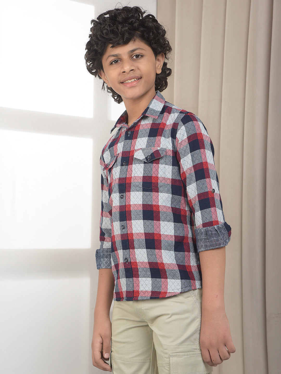 Maroon Checked 100% Cotton Shirt