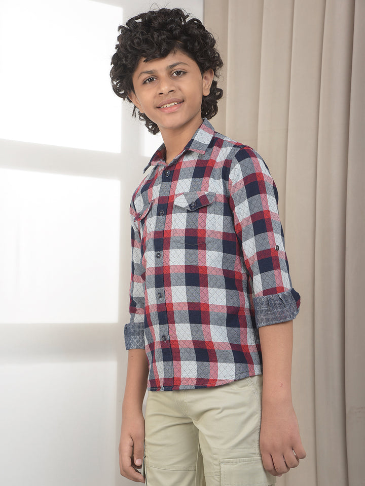 Maroon Checked 100% Cotton Shirt