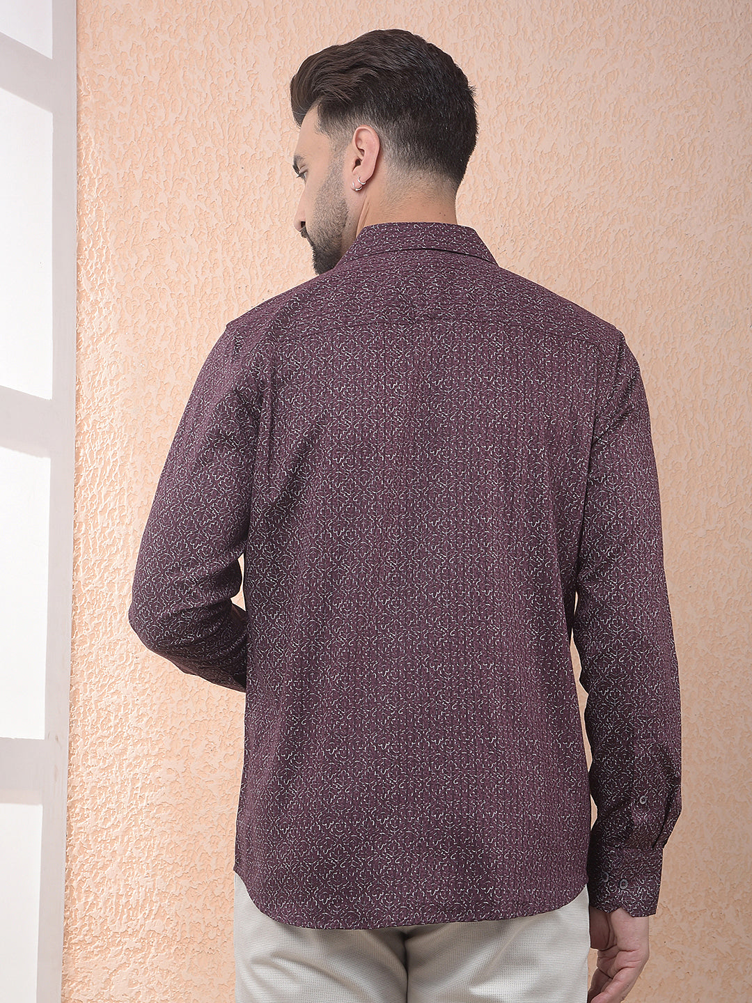 Wine Floral Print Shirt