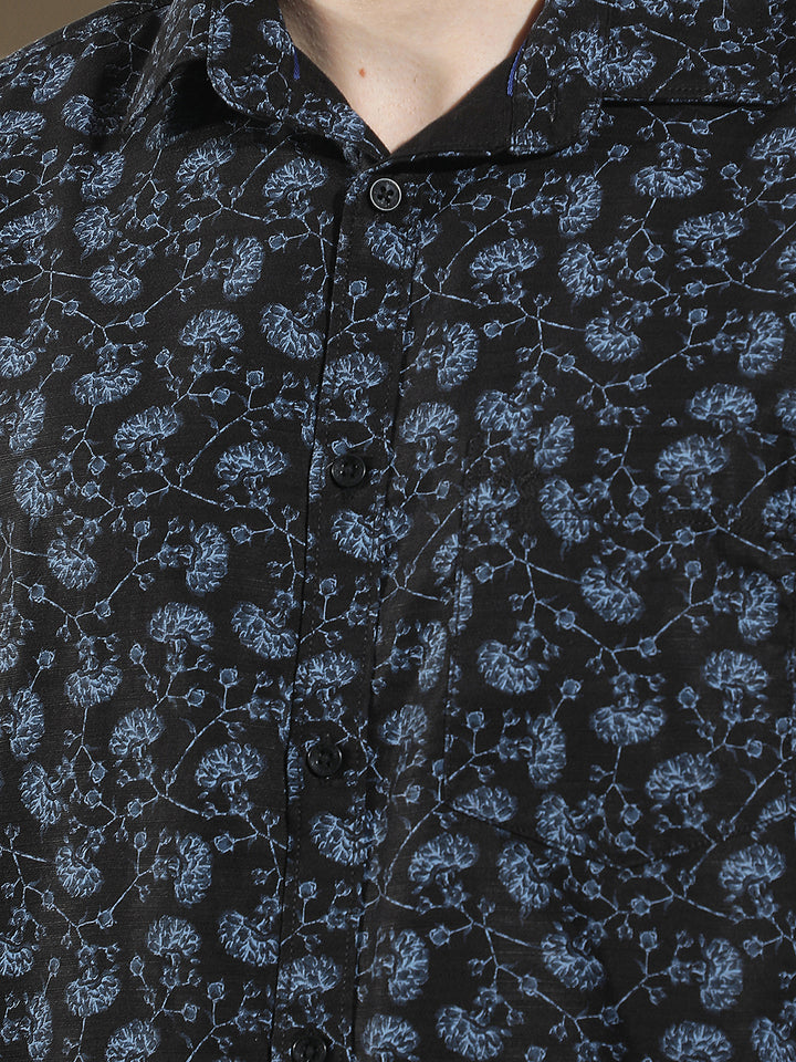 Blue Floral Print Shirt