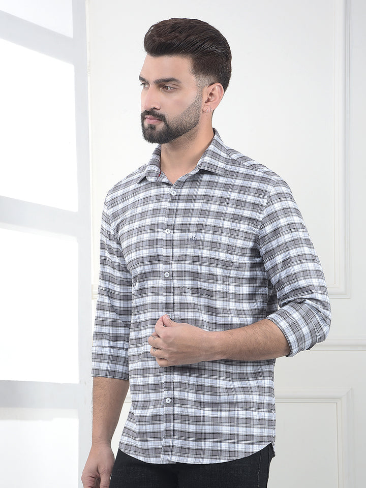 Onyx Grey Checked 100% Cotton Shirt
