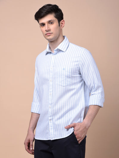 Blue Vertical Stripes 100% Cotton Shirt