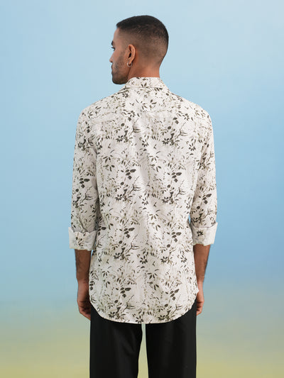 White Floral Print Shirt