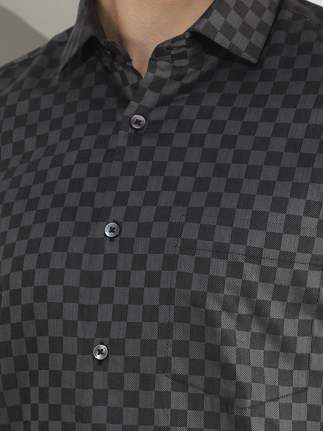 Black Geometric Print 100% Cotton Shirt