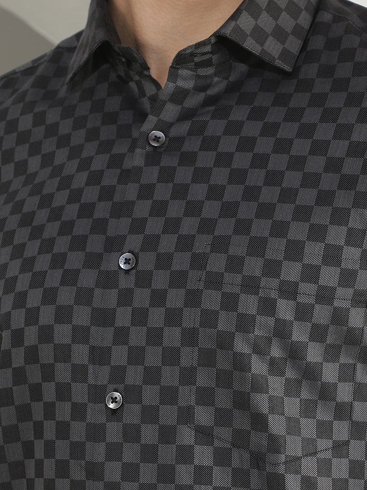 Black Geometric Print 100% Cotton Shirt