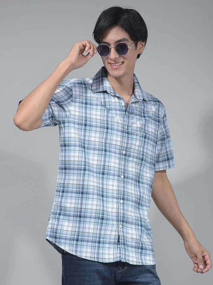 Blue Checked 100% Cotton Shirt