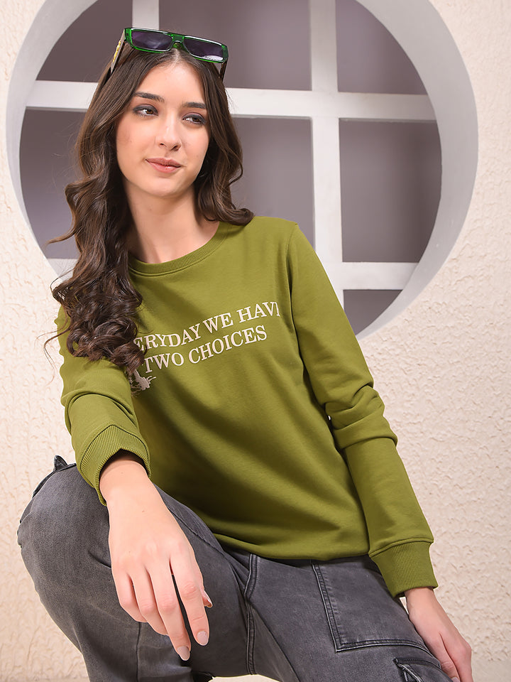 Olive Graphic Print Sweatshirt