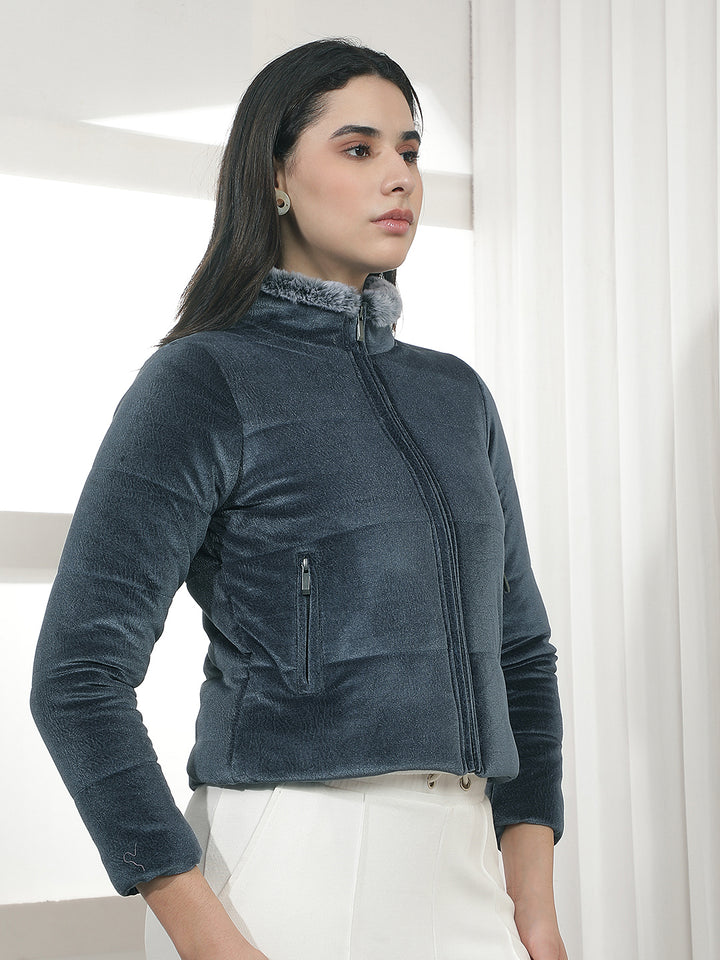 Contemporary Ocean Blue Puffer Jacket