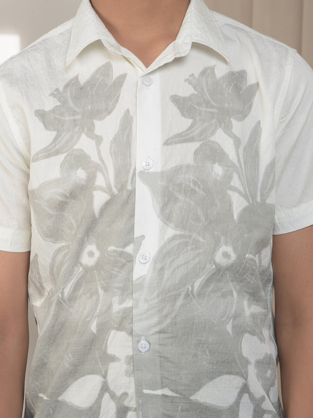 Pale Green Floral Print Shirt