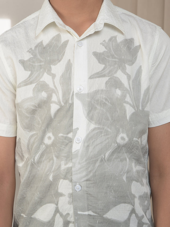 Pale Green Floral Print Shirt