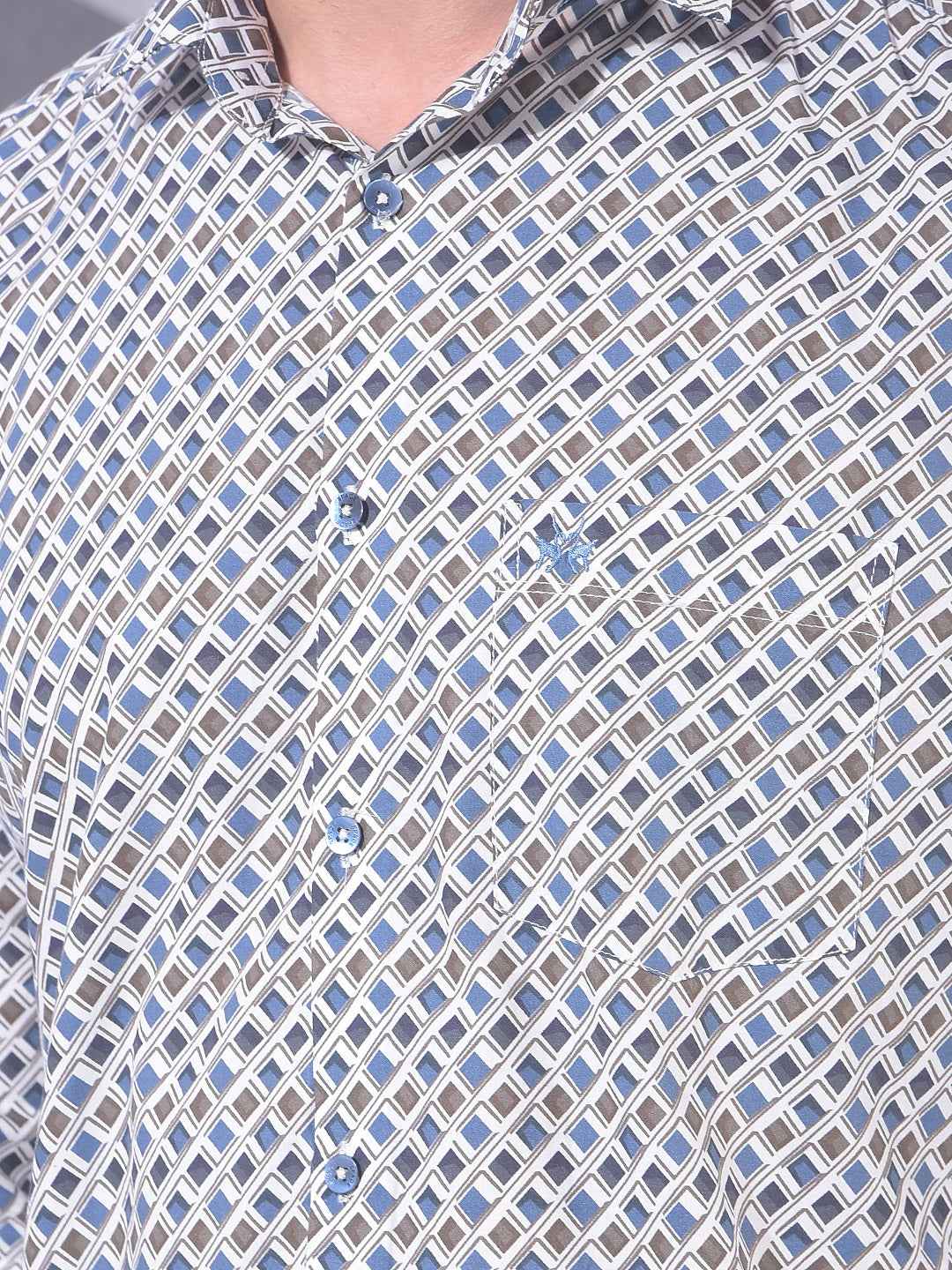 Blue Printed Modal Shirt