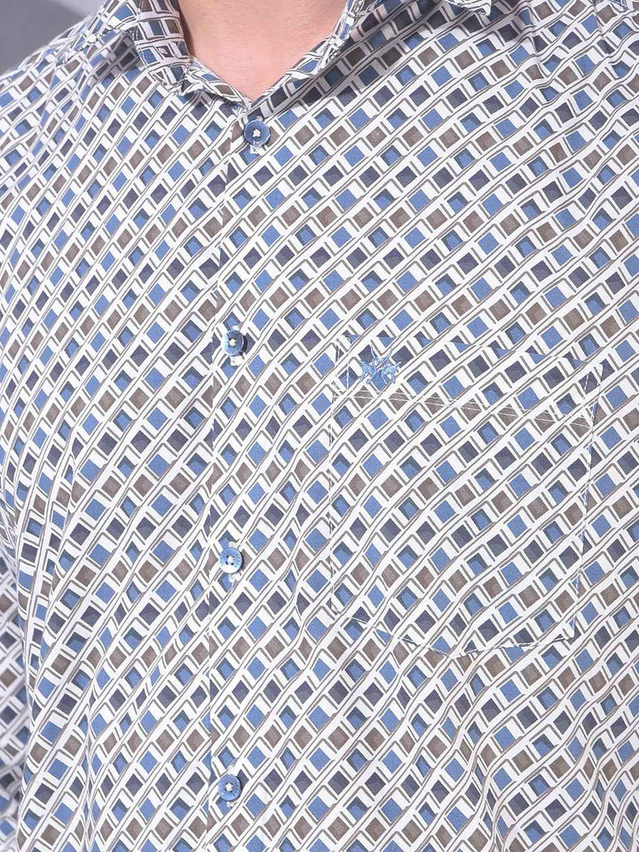 Blue Printed Modal Shirt
