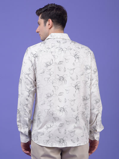 White Floral Print Shirt