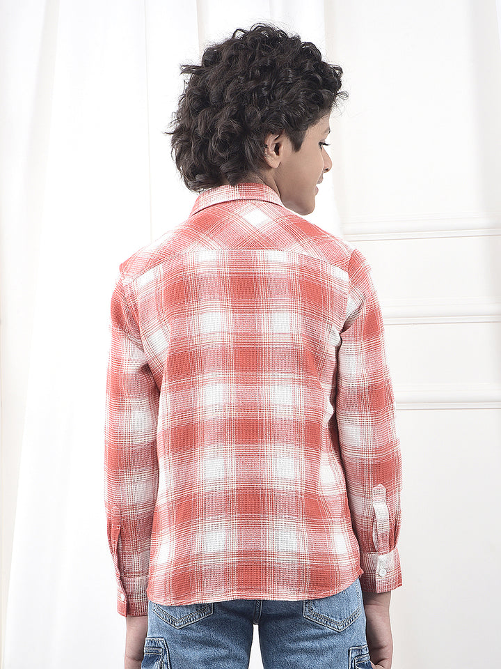 Red Checked 100% Cotton Knitted Shirt